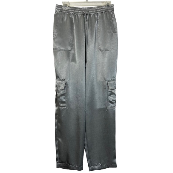 NWOT Boston Proper Silver Elastic Waist Pull-on Pants Straight leg Cargo Pockets - Picture 6 of 15